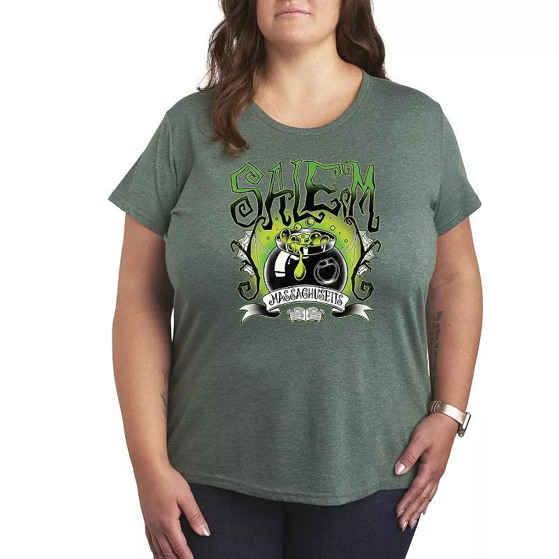 Plus Size Salem Witchy Collegiate Graphic Tee, Women's, Size: 3XL, Grey Gray Product Image