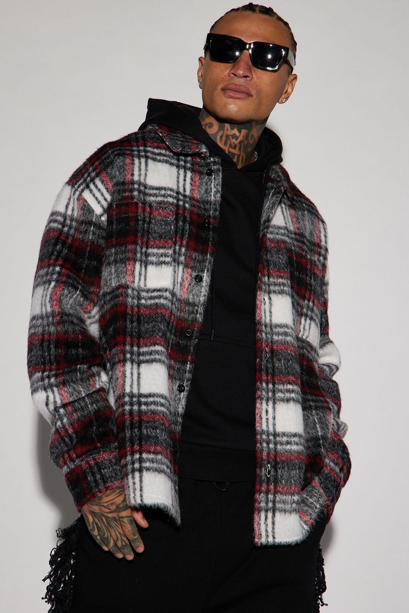 Move Up Plaid Shacket - Red/combo Product Image