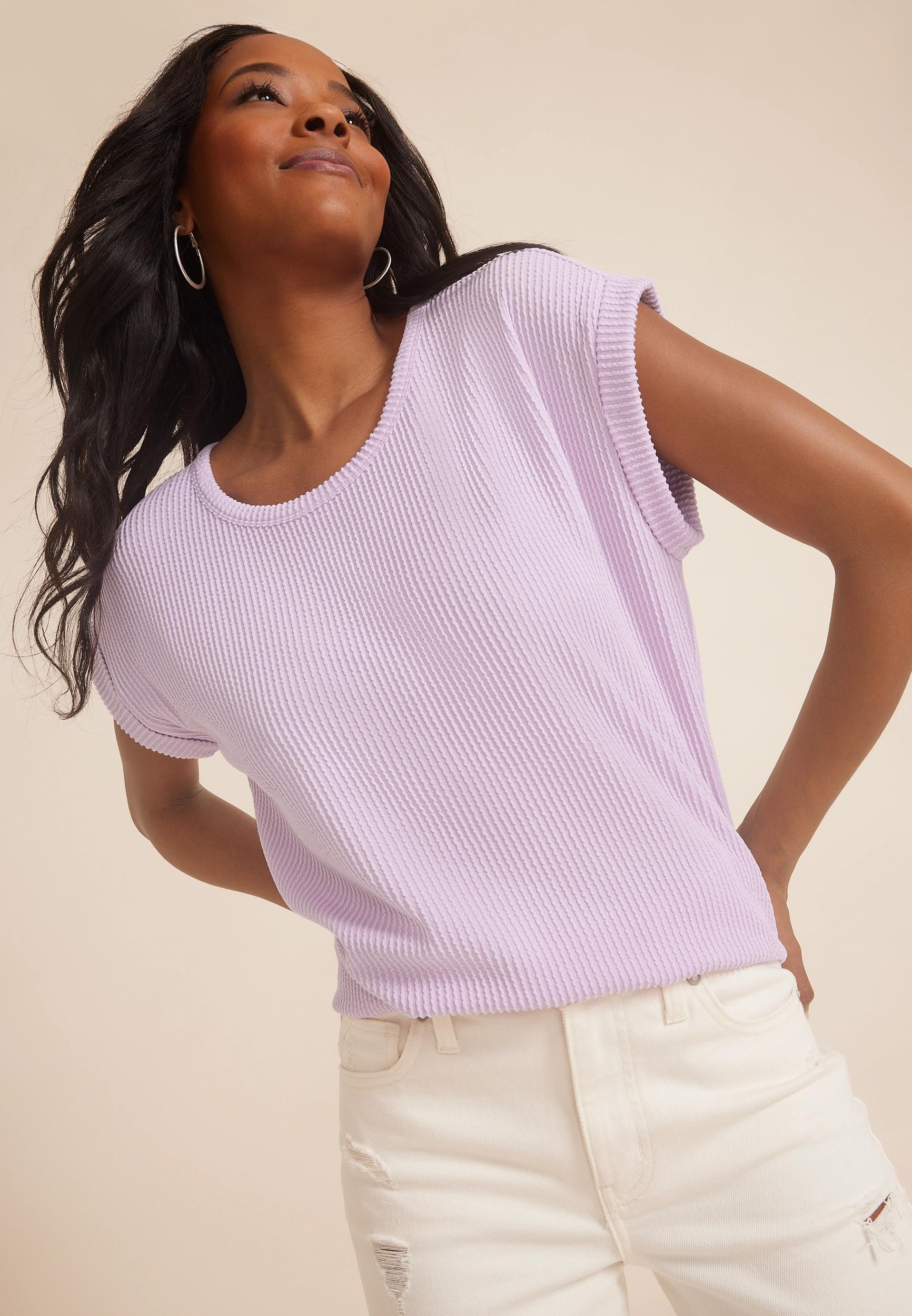 24/7 Clara Wavy Ribbed Short Sleeve Tee Product Image