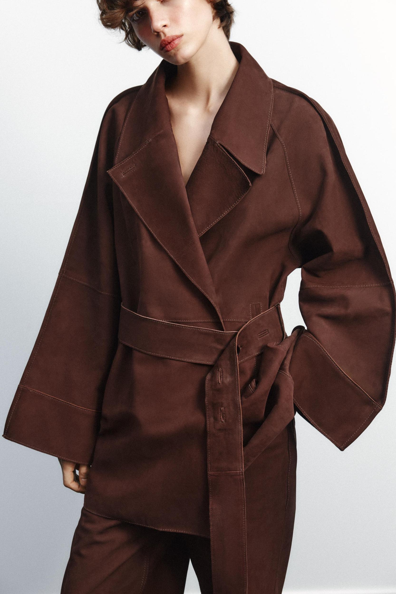 OVERSIZED SUEDE SHORT TRENCH COAT Product Image