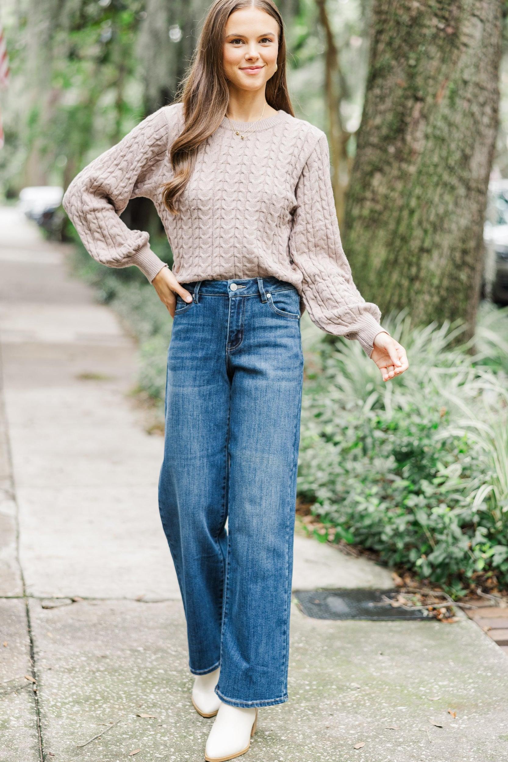 Invest In Cozy Mocha Brown Cable Knit Sweater Female Product Image