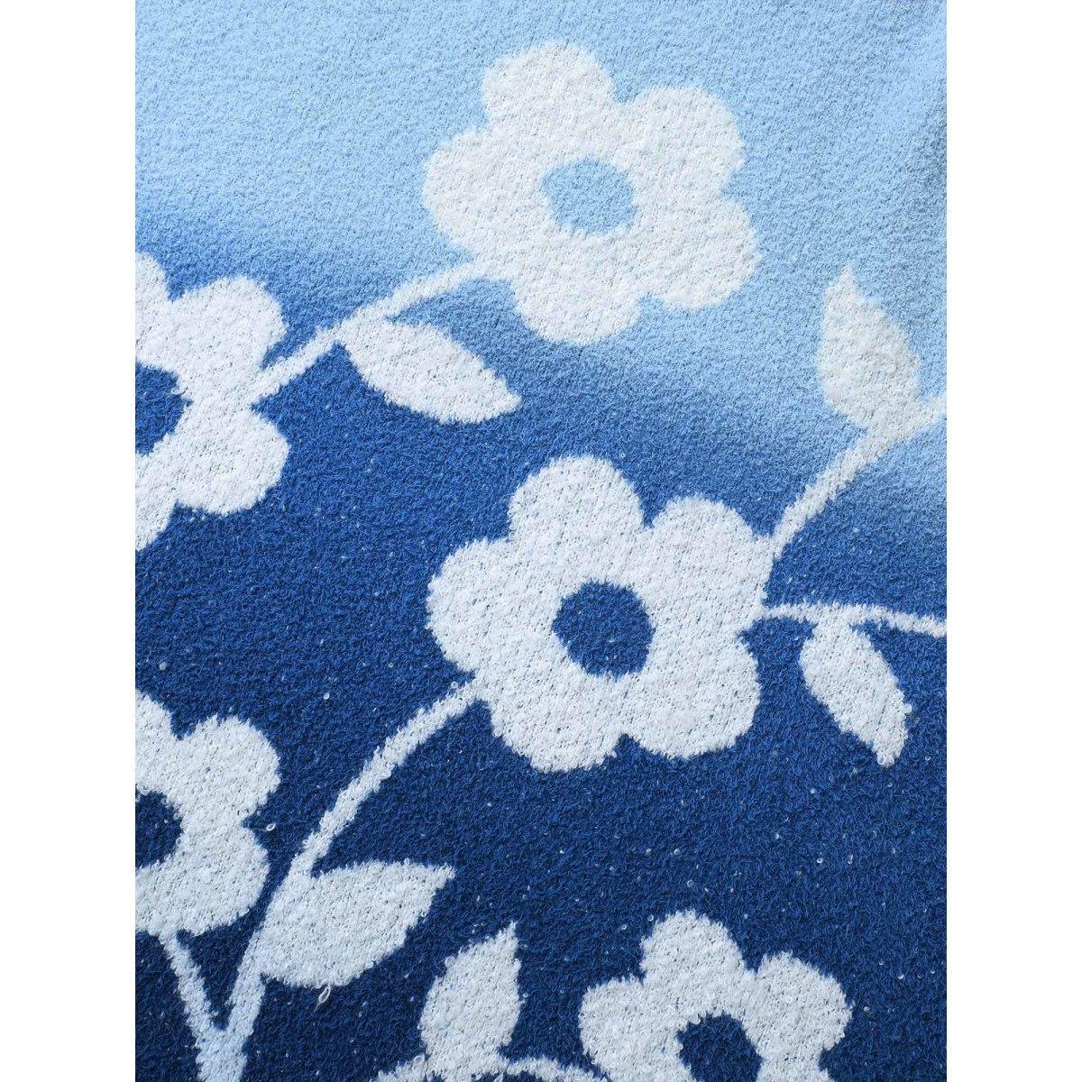 Plus Size Floral Jacquard Ombre Drop Shoulder Pullover Indigo Women Casual Long Sleeve Round Neck Everyday Pullovers BloomChic 18-20/2X Product Image