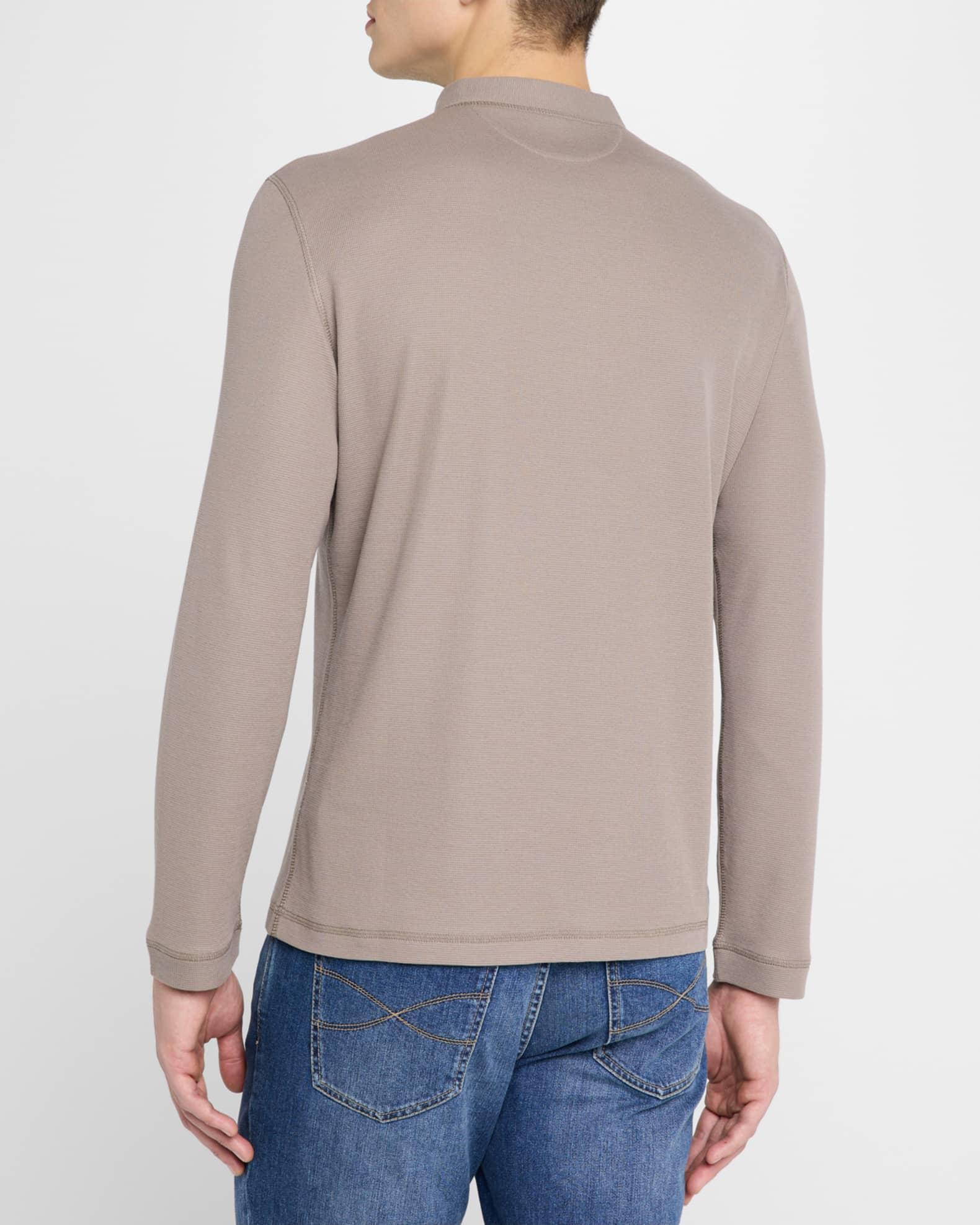 Men's Cotton and Silk Long-Sleeve Henley T-Shirt Product Image