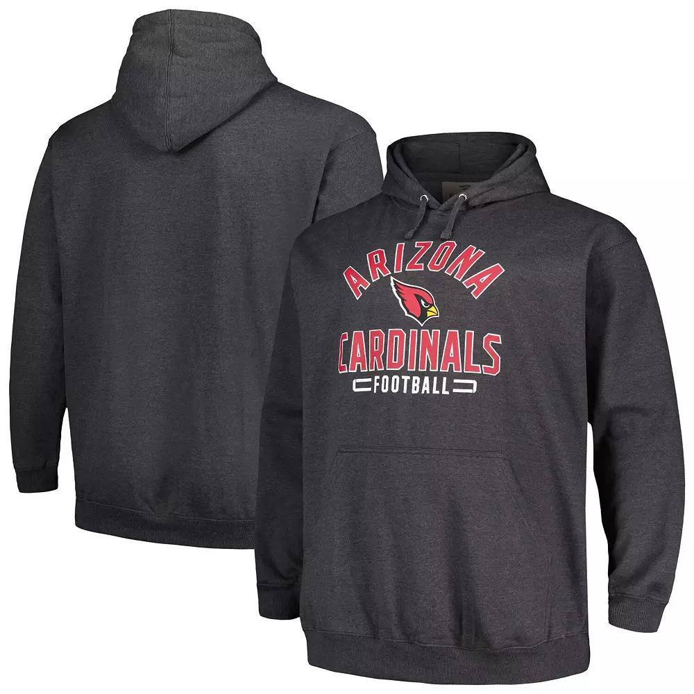 Men's Fanatics Branded Heather Charcoal Arizona Cardinals Big & Tall Pullover Hoodie,  Product Image