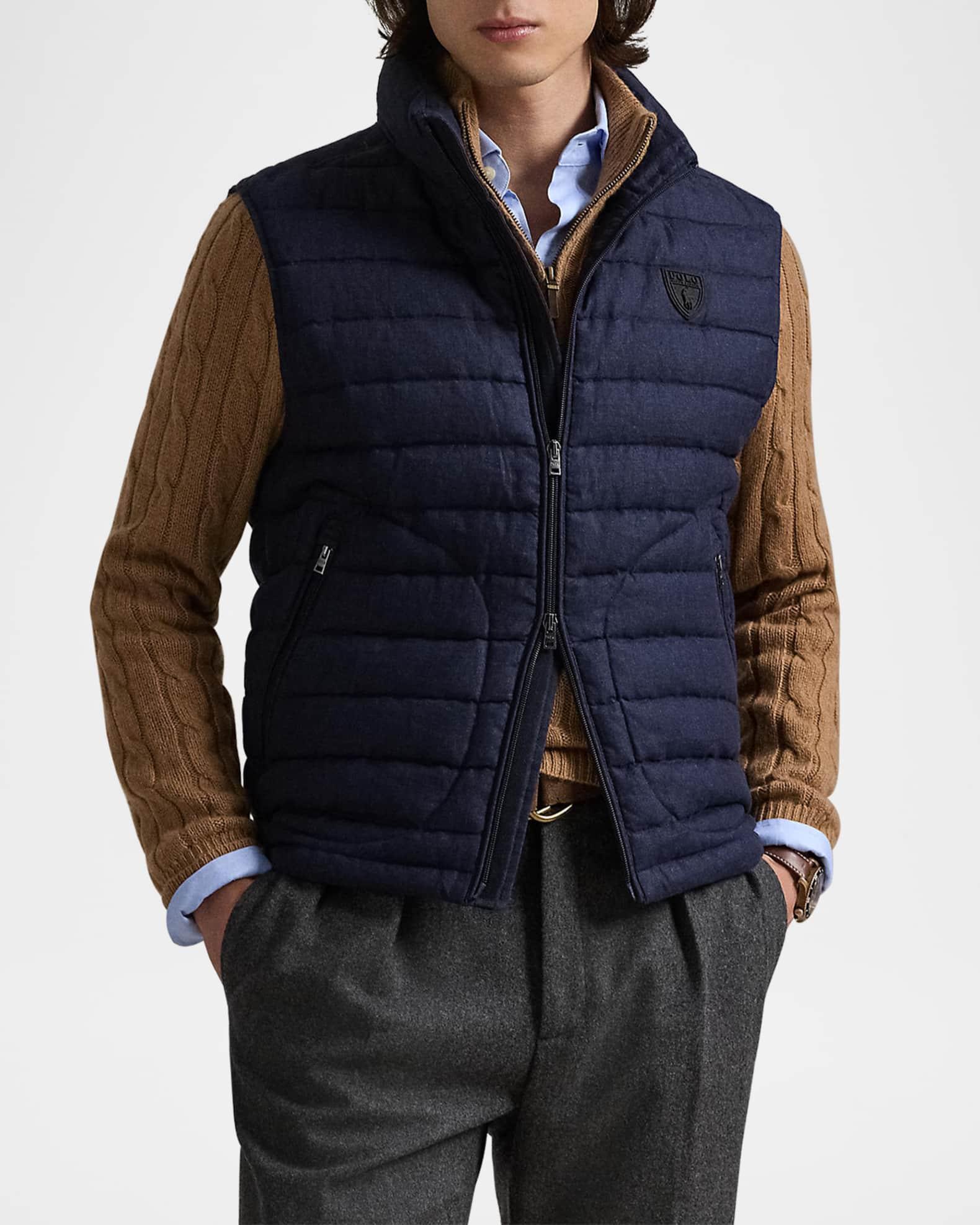Men's Quilted Linen Down Vest Product Image