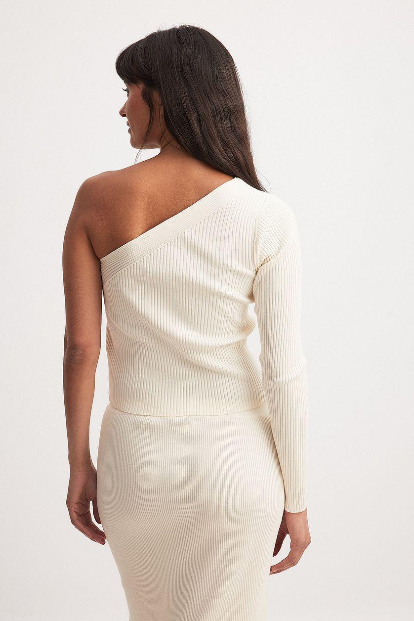 Knitted One Shoulder Top Offwhite Product Image