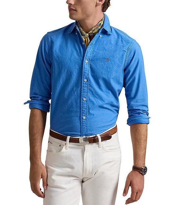 Polo Ralph Lauren Solid Garment-Dye Oxford Classic Fit Long Sleeve Woven Shirt Product Image