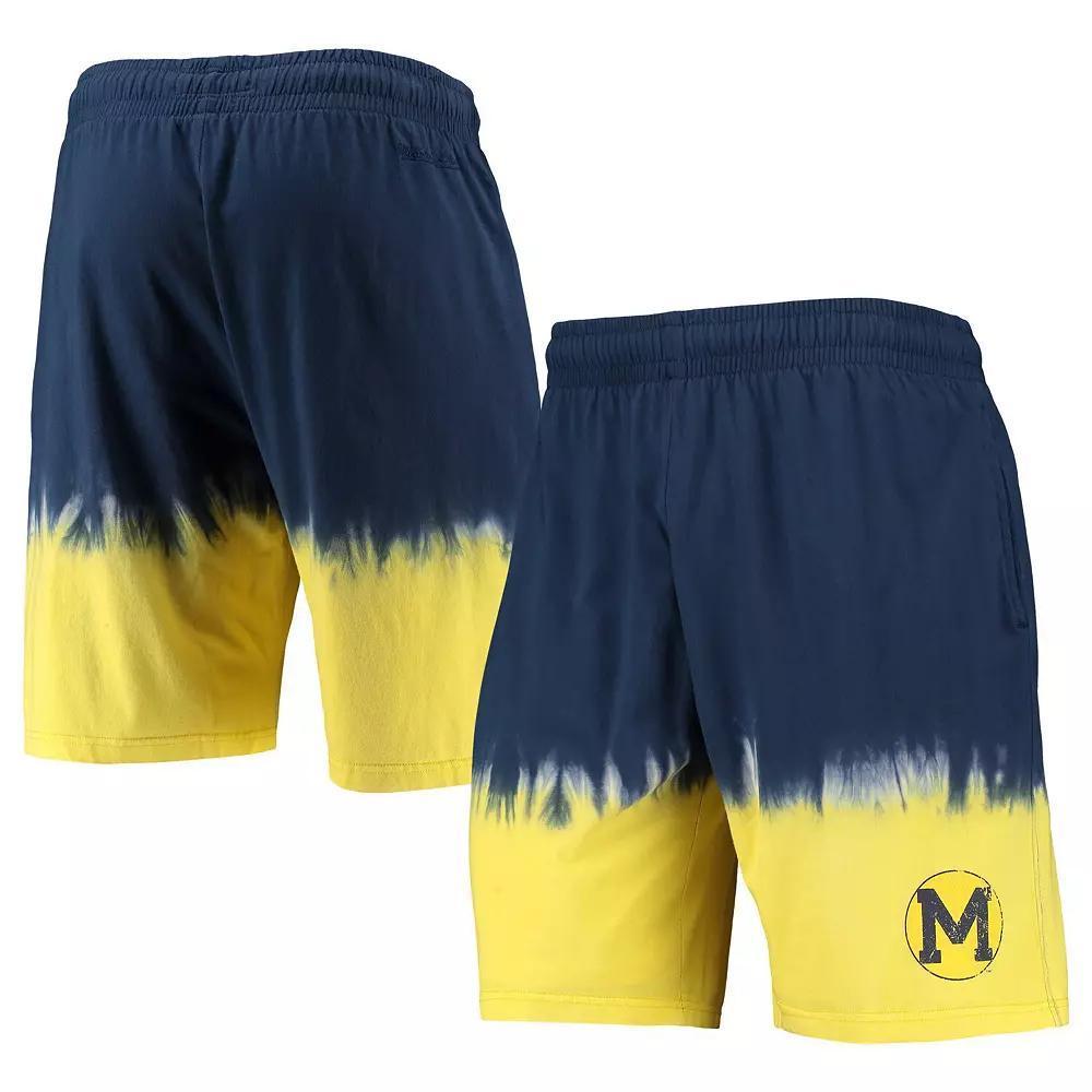 Men's Mitchell & Ness Navy/Gold Michigan Wolverines Tie-Dye Shorts, Size: Small, Blue Product Image
