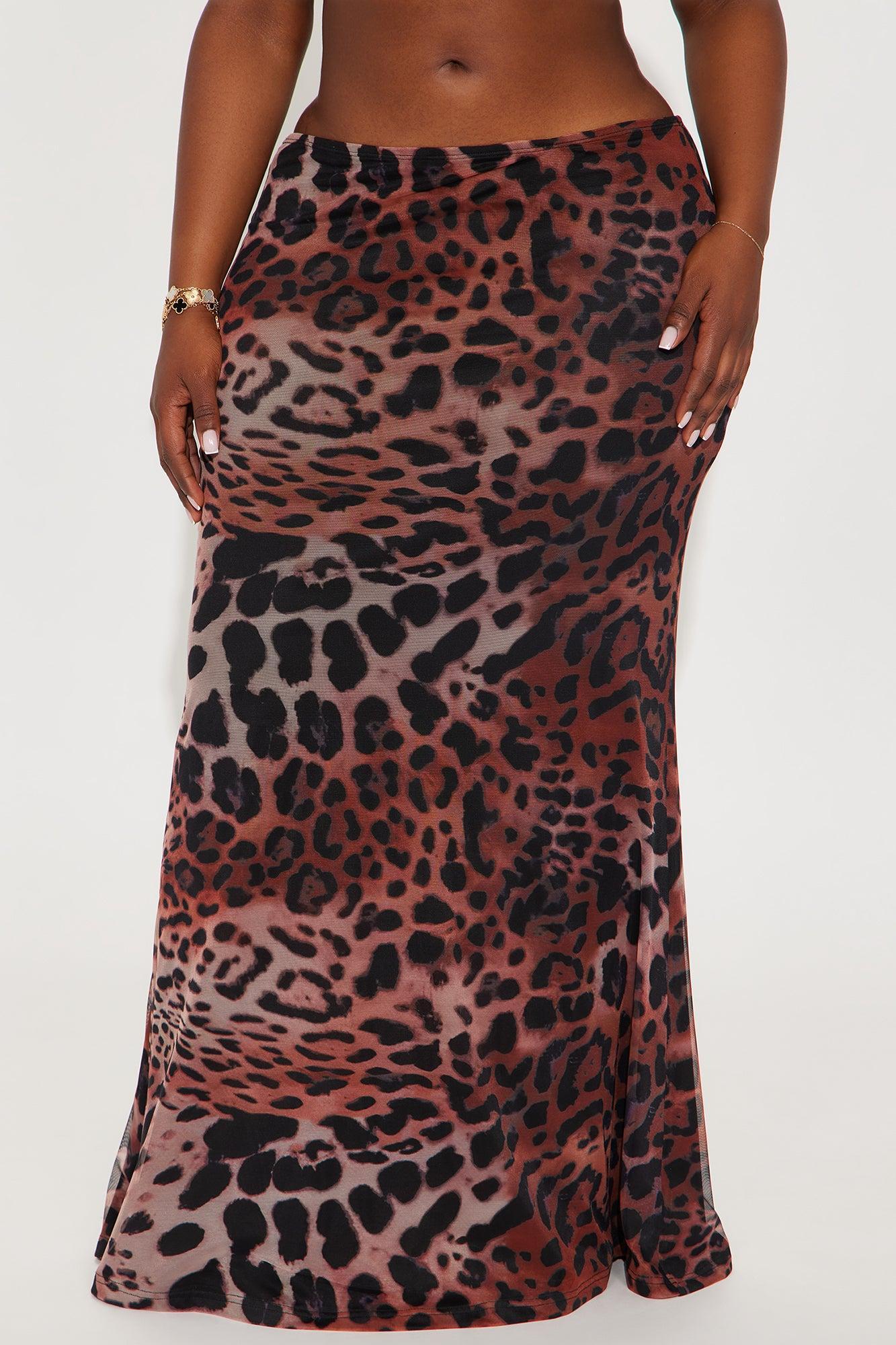 She's Been Spotted Leopard Mesh Maxi Skirt - Brown/combo Female Product Image