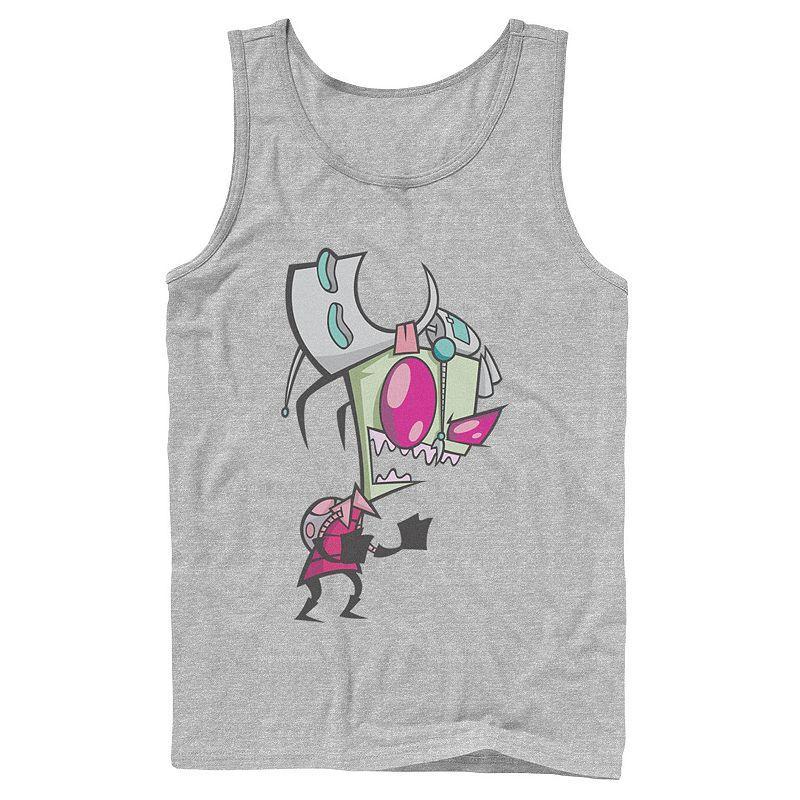 Mens Nickelodeon Invader Zim Menacing Laugh Tired Gir Portrait Graphic Graphic Tank Top Athletic Grey Product Image