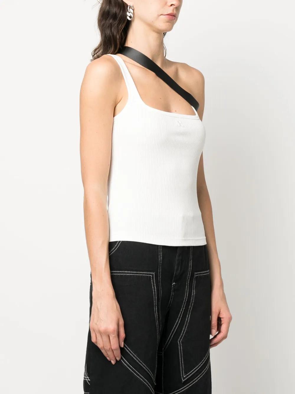 strap-detail ribbed tank top Product Image