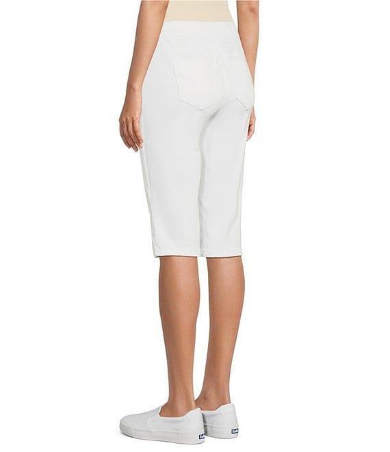 Intro Petite Size Rivet Trim Flower Skimmer Denim Pull-On Shorts Product Image