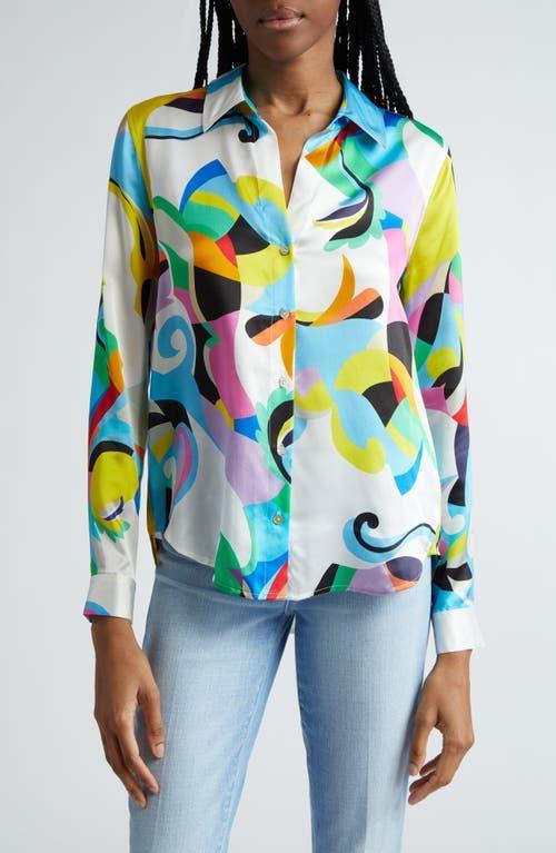 L AGENCE L'agence Tyler Kaleidoscope Silk Button-up Shirt In Small Multi Kaleidoscope Product Image