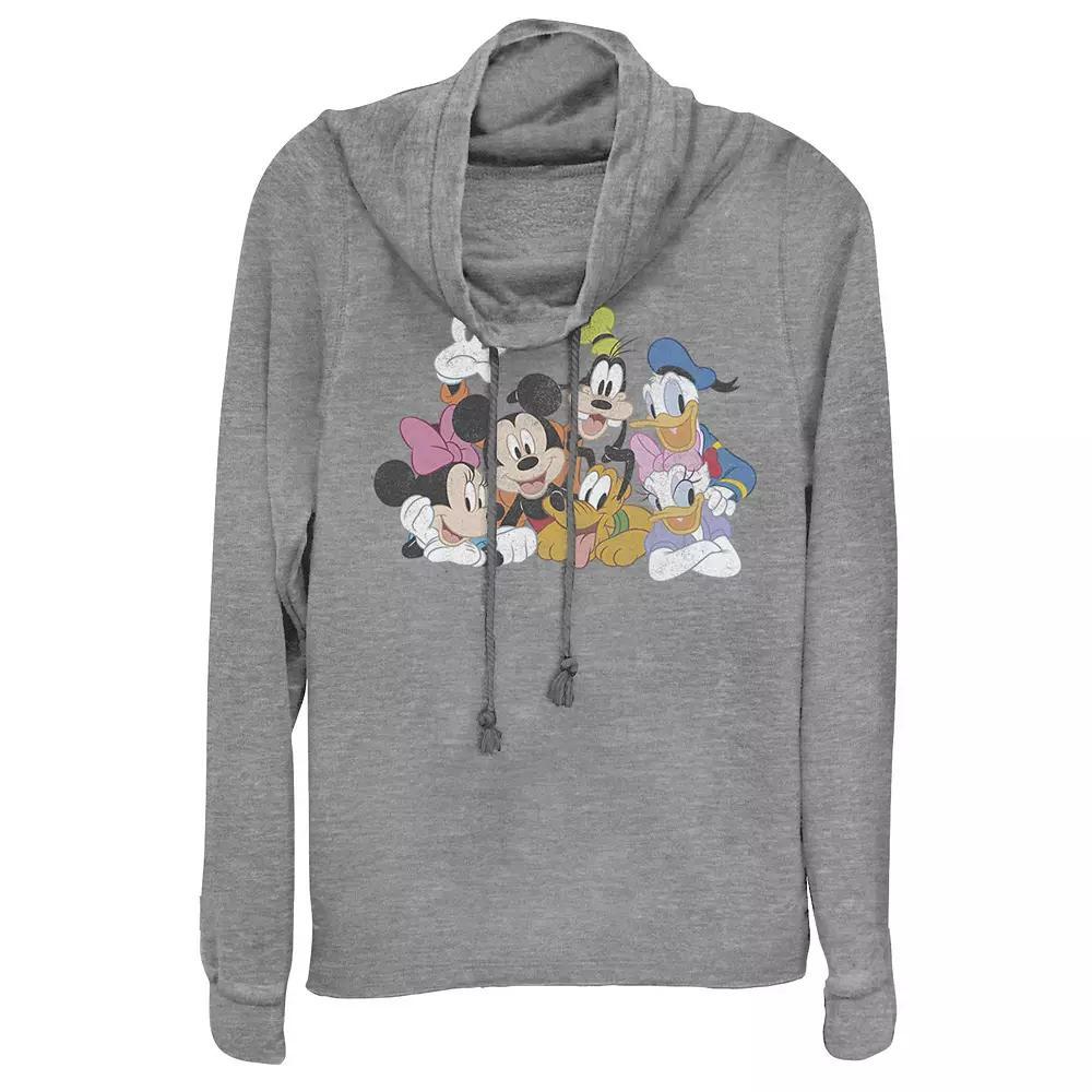 Disney's Mickey Mouse Juniors' Classic Group Cowlneck Graphic Lightweight Long Sleeve, Girl's, Size: 3XL, Gray Grey Product Image