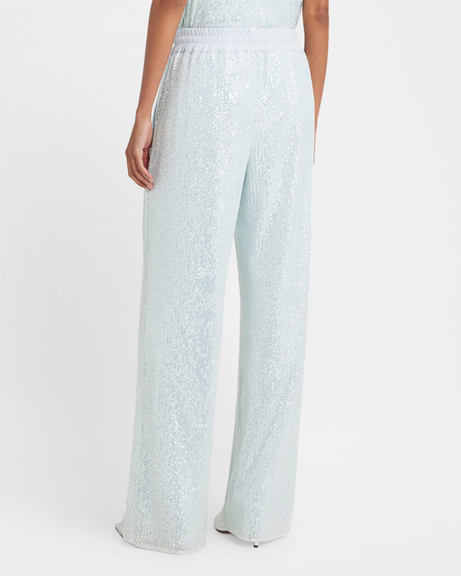 Sequined Straight-Leg Drawstring Pants Product Image