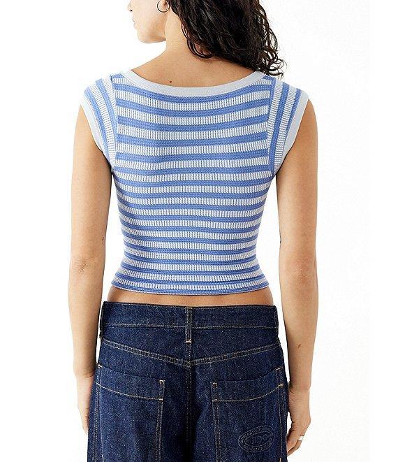 BDG Urban Outfitters Knockout Cap Sleeve Lace-Up Front Crop Top Product Image