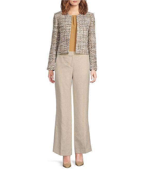 Donna Karan Tweed Round Neck Open Front Jacket Product Image