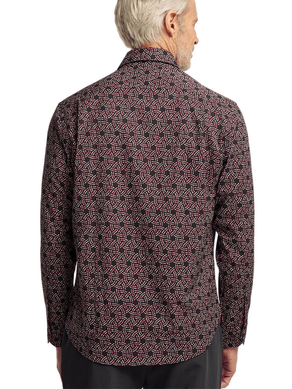 Performance Stretch Geometric Casual Shirt - Black/red Product Image