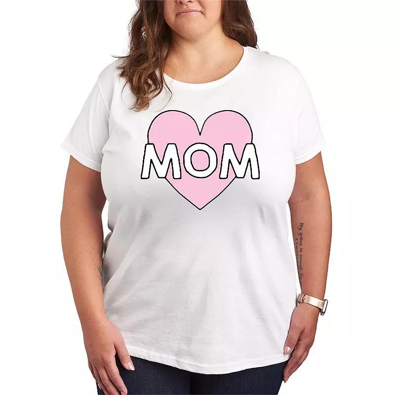 Plus Mom Heart Graphic Tee, Womens Grey Red Product Image