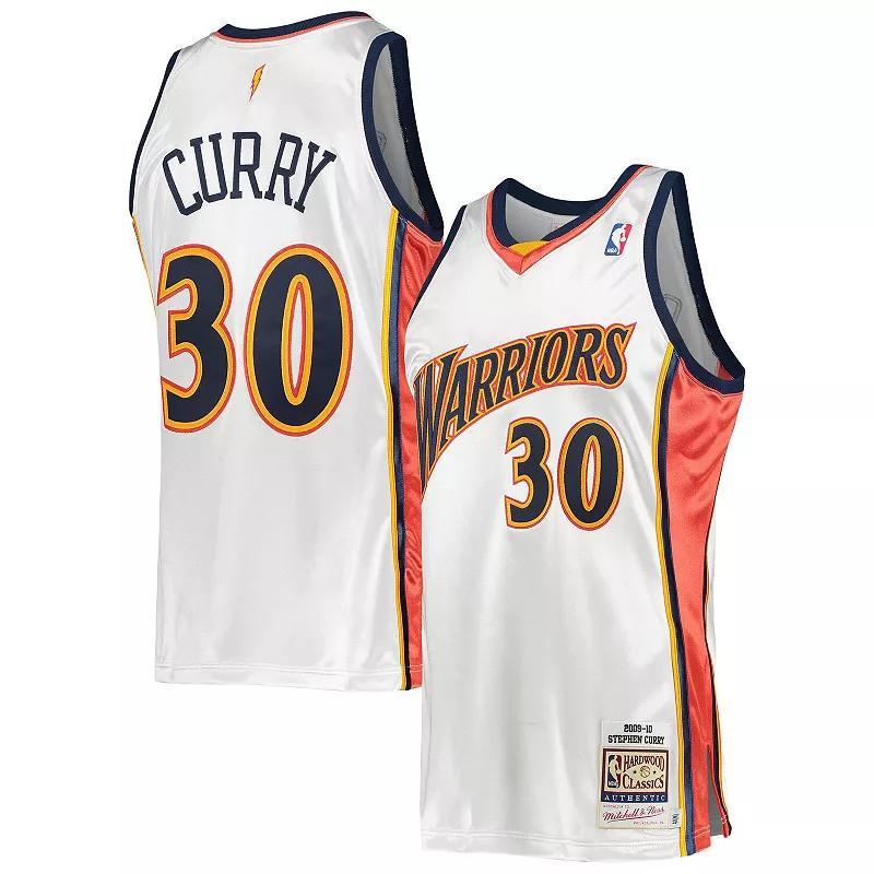 Men's Mitchell & Ness Stephen Curry White Golden State Warriors 2009-10 Hardwood Classics Authentic Player Jersey,  Product Image