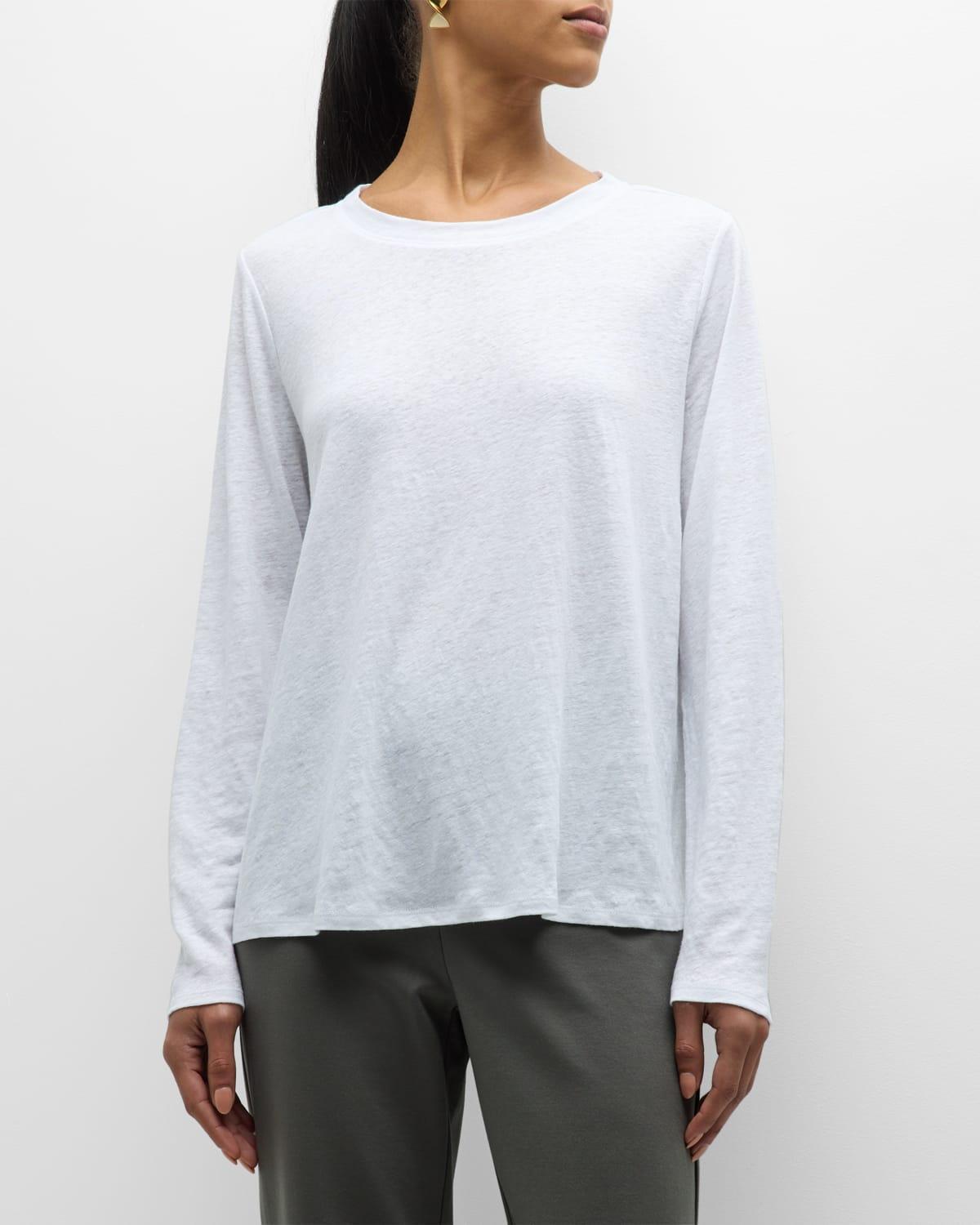 Eileen Fisher Linen Crewneck Long Sleeve Tee Product Image