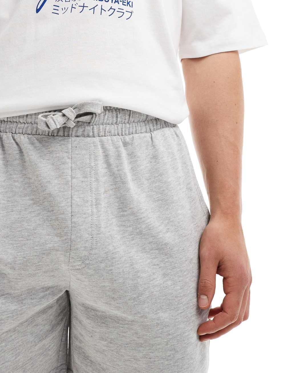 ONLY & SONS loose fit sweat short in gray melange Product Image