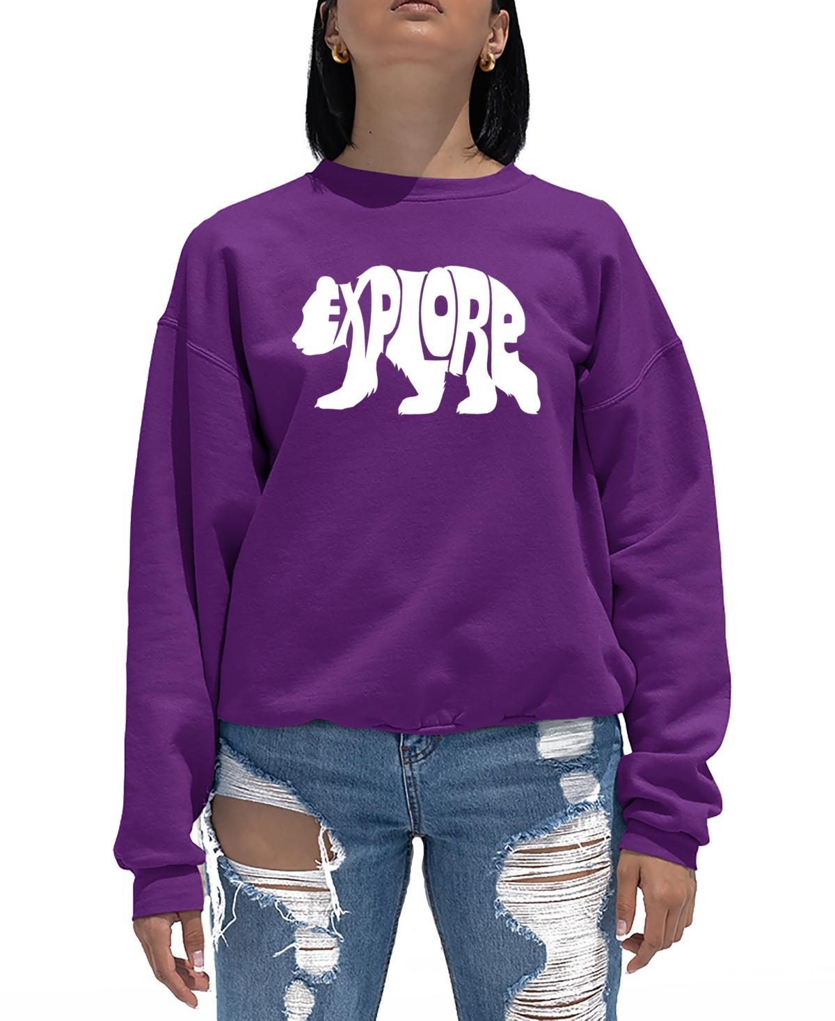 La Pop Art Womens Word Art Explore Crewneck Sweatshirt Product Image