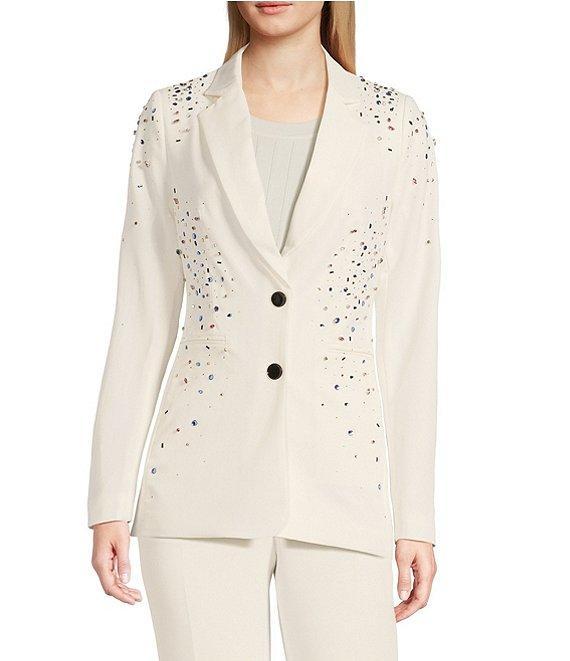 KARL LAGERFELD PARIS Rhinestone Embellished Notch Lapel Two Button Blazer Product Image