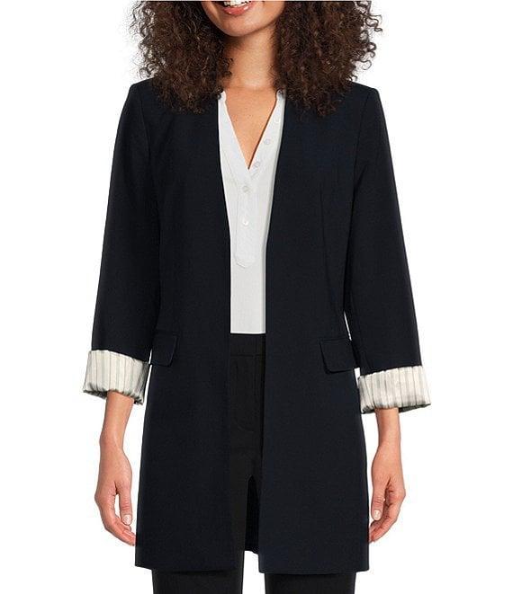 DKNY by Donna Karan Roll Sleeve Collarless Open Topper Product Image