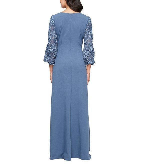 Alex Evenings 3/4 Sleeve V-Neck Crepe Dress Product Image