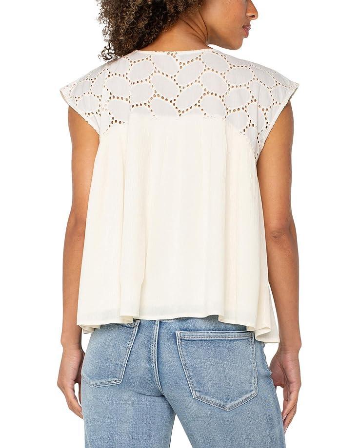 Sleeveless Woven To Knit Top Product Image