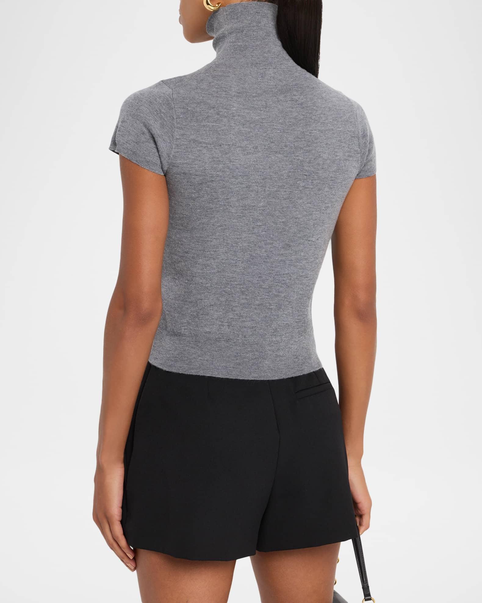 Cropped Cap-Sleeve Turtleneck Top Product Image