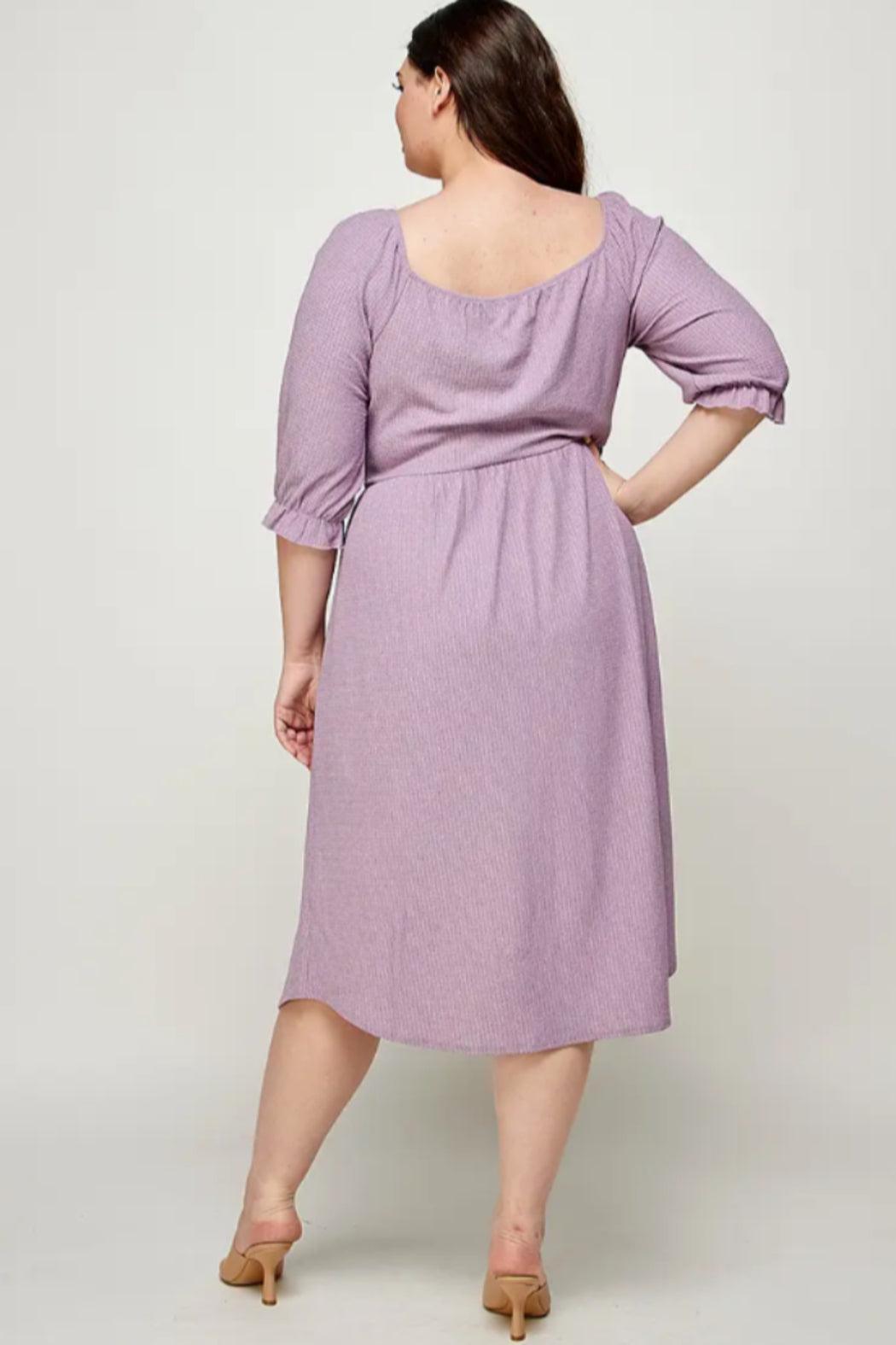 Square Neck Midi Dress With Slits Product Image