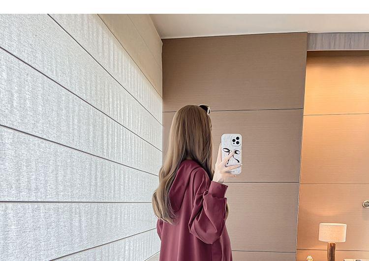 Maternity Long-Sleeve Half-Zip Plain Maxi Sweatshirt Dress Product Image