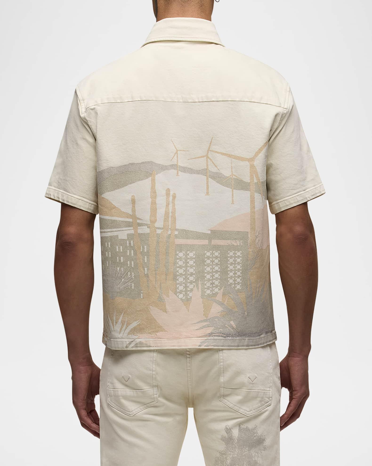 Men's Graphic Denim Button-Down Camp Shirt Product Image