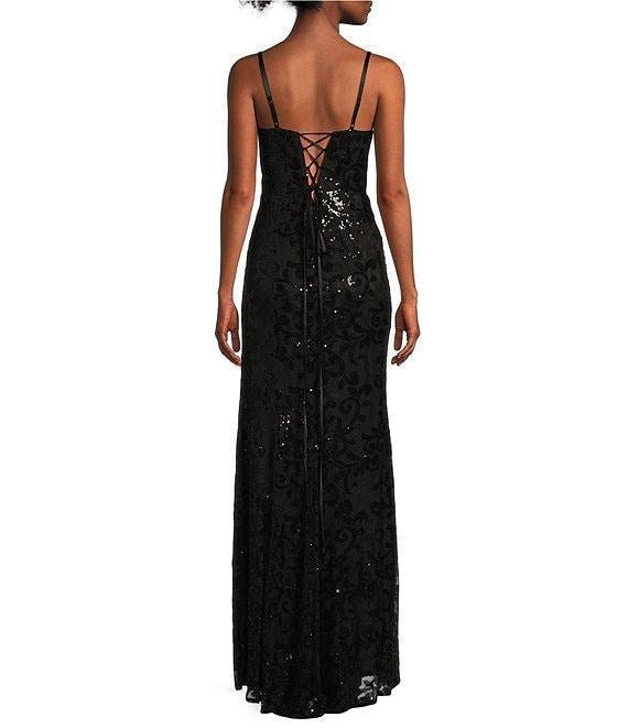 Blondie Nites Spaghetti Strap Sequin Lace Corset Dress Product Image