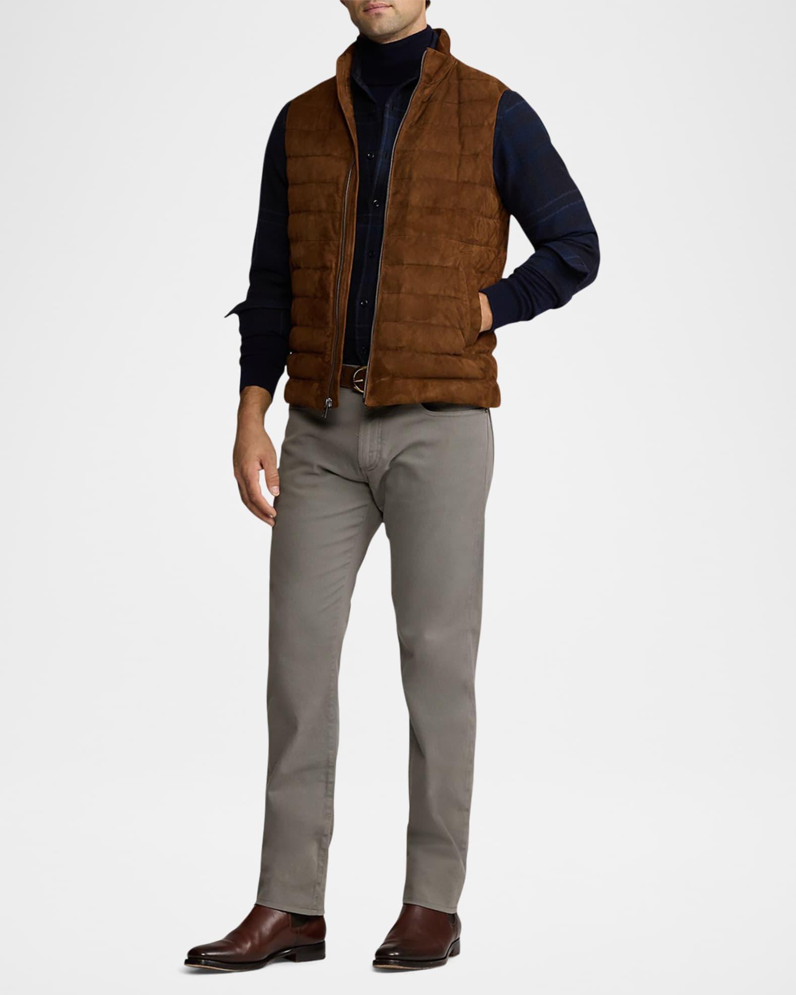 Men's Quilted Suede Down Vest Product Image