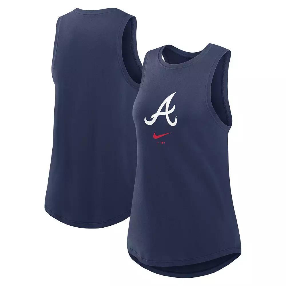Women's Nike Navy Atlanta Braves Legacy Icon High Neck Fashion Tank Top,  Product Image