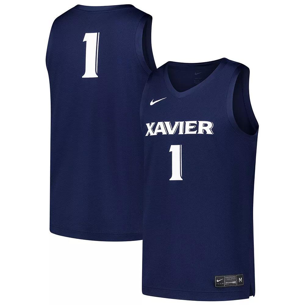 Men's Nike #1 Navy Xavier Musketeers Replica Basketball Jersey,  Product Image