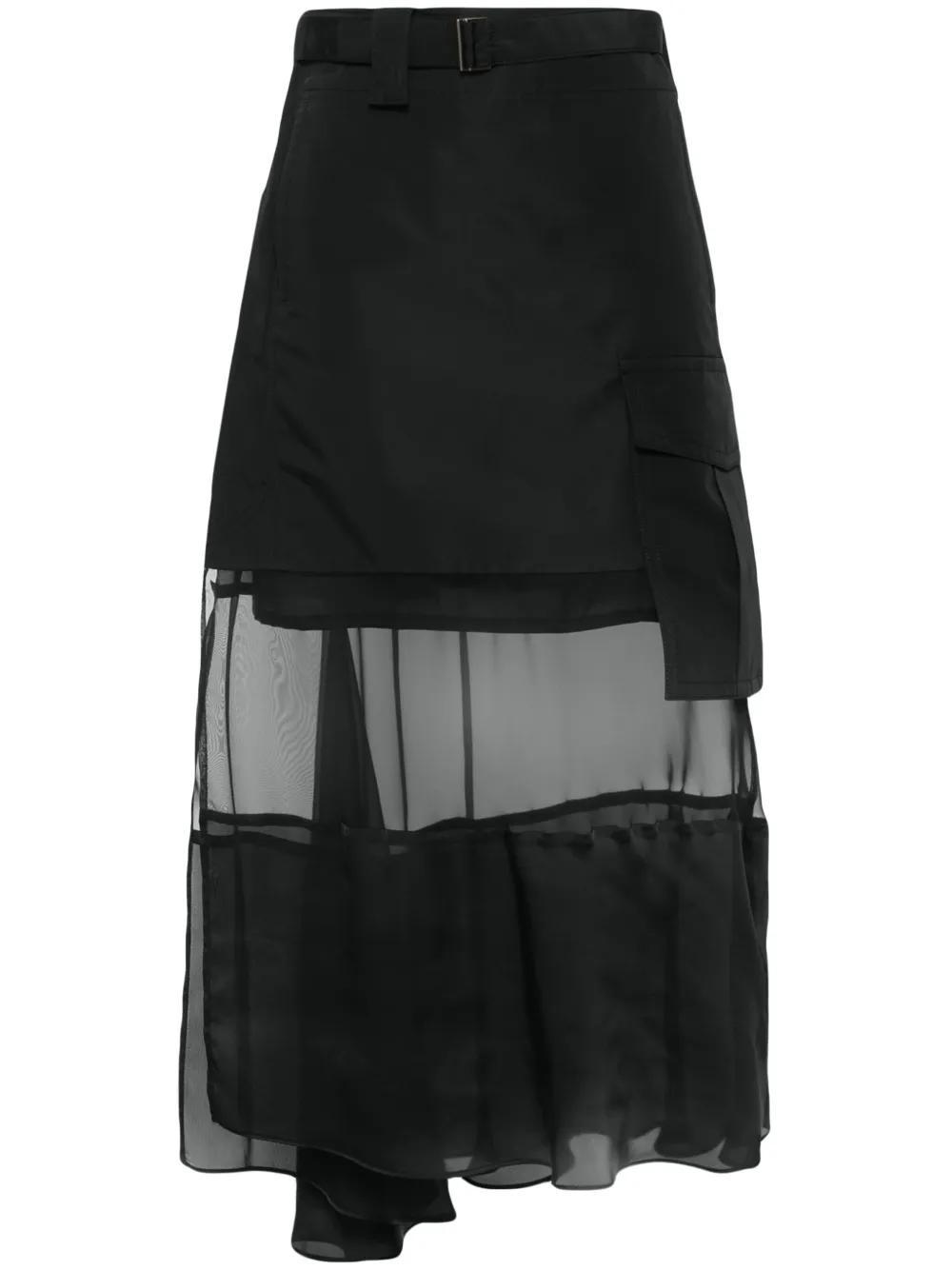 SACAI Fabric Combo Skirt In Black Product Image