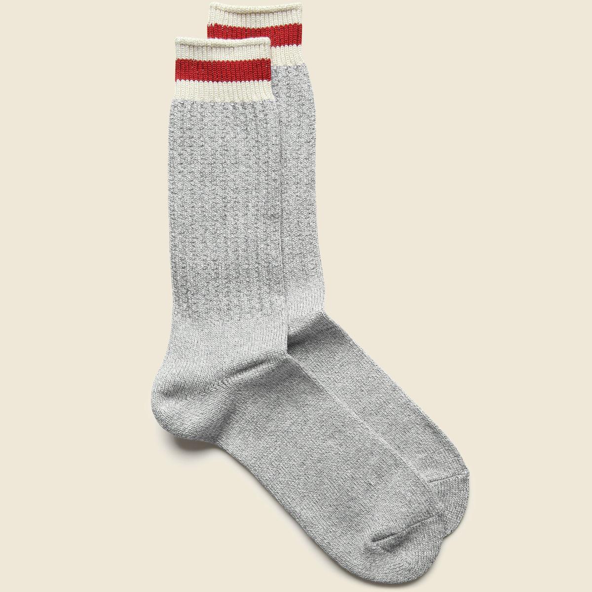 Tuck Cuff Stripe Crew Sock - Light Grey Product Image