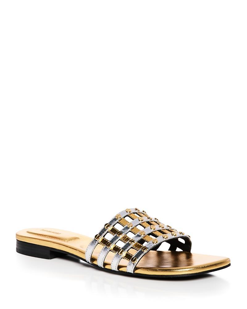 Womens Rivet Leather Flat Sandals Product Image