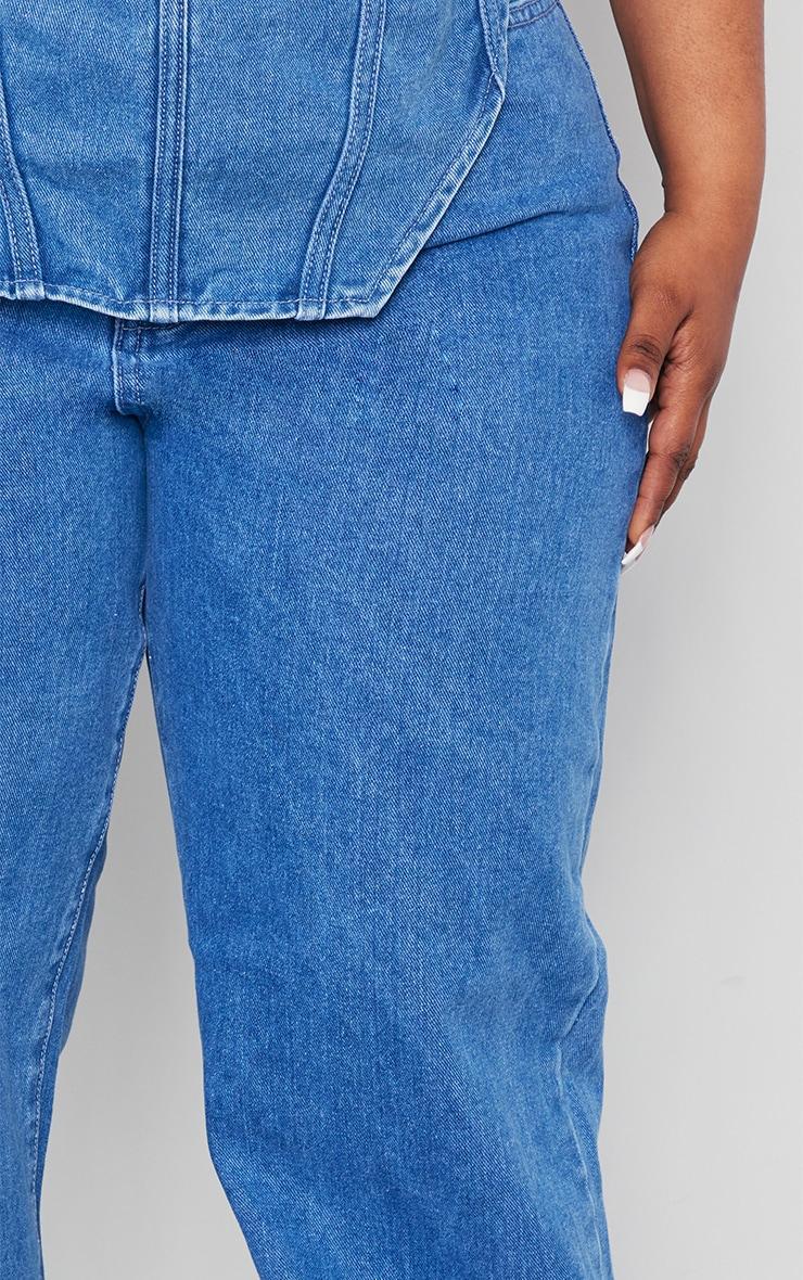 Plus Mid Blue Wash Straight Leg Denim Jeans Product Image