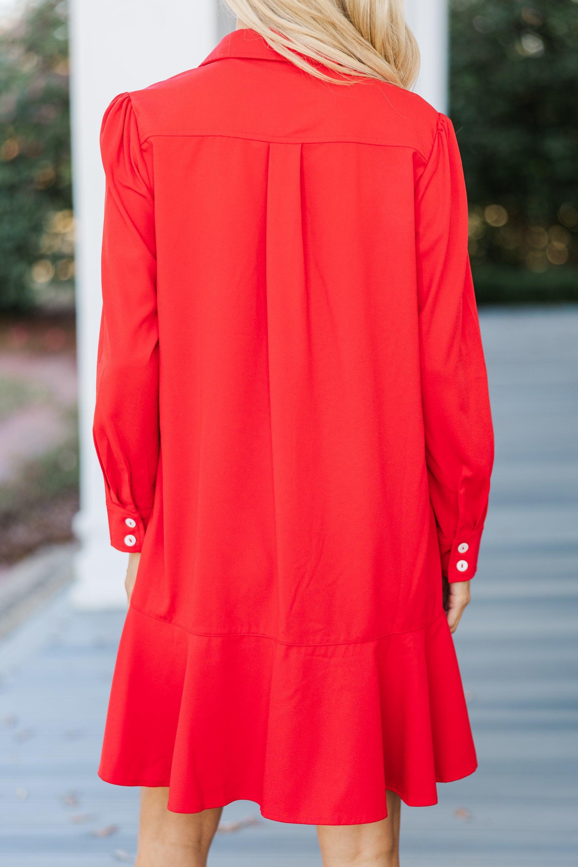 Share Your Story Red Shirt Dress Female Product Image