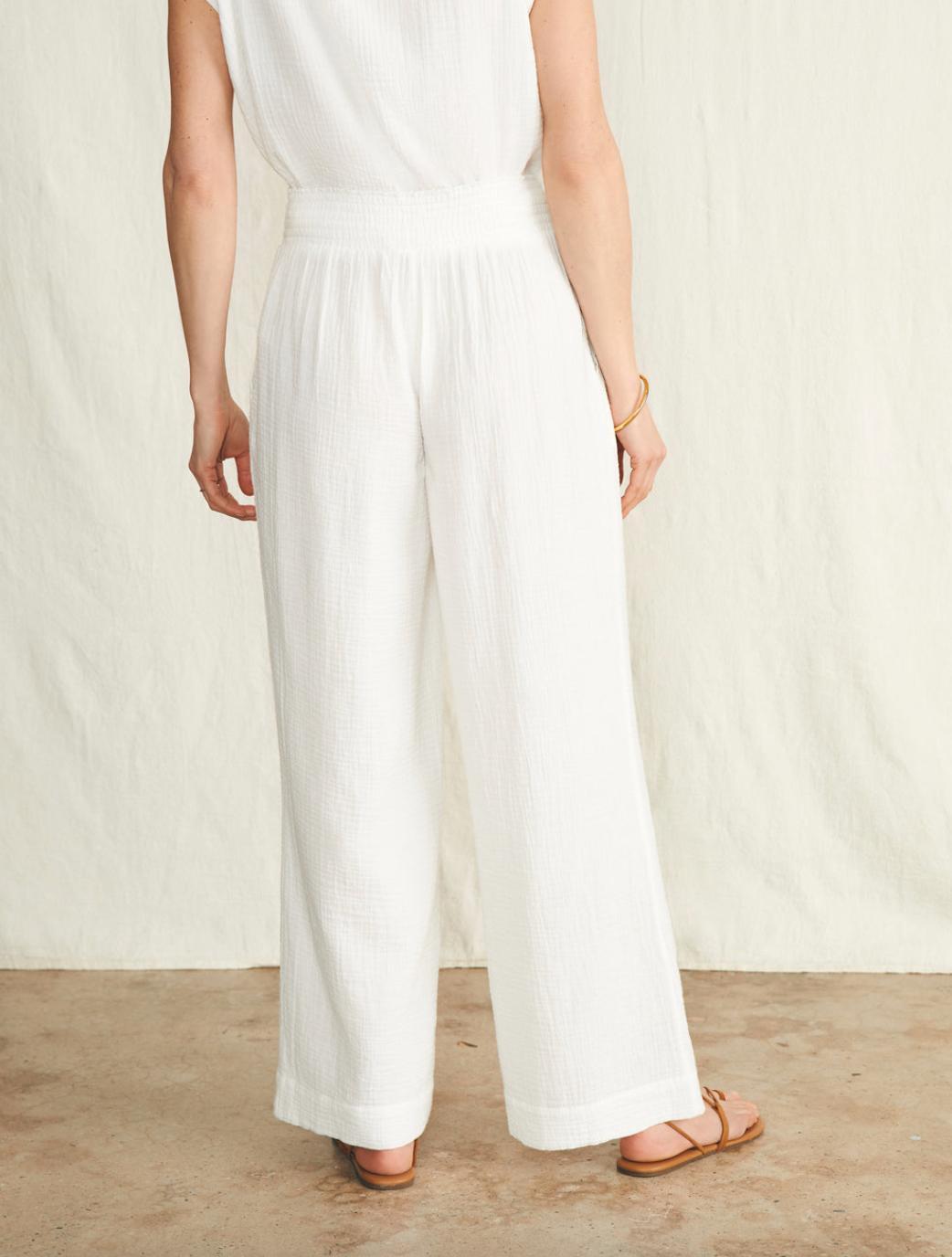 Faherty Dream Cotton Gauze Wide Leg Pant Product Image