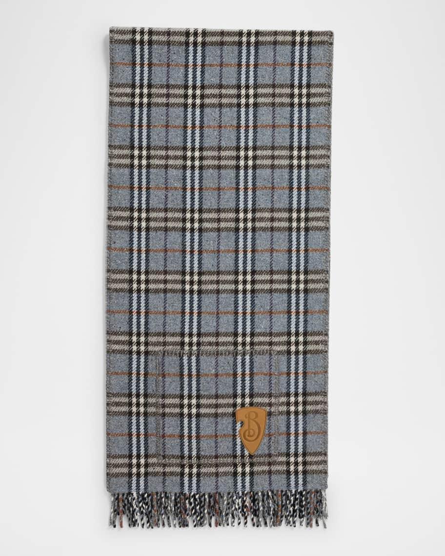 Men's Cashmere and Wool Reversible Scarf with Pockets Product Image