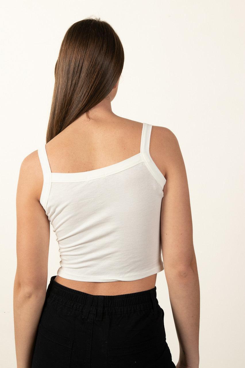 White Button Down Tank Top Product Image