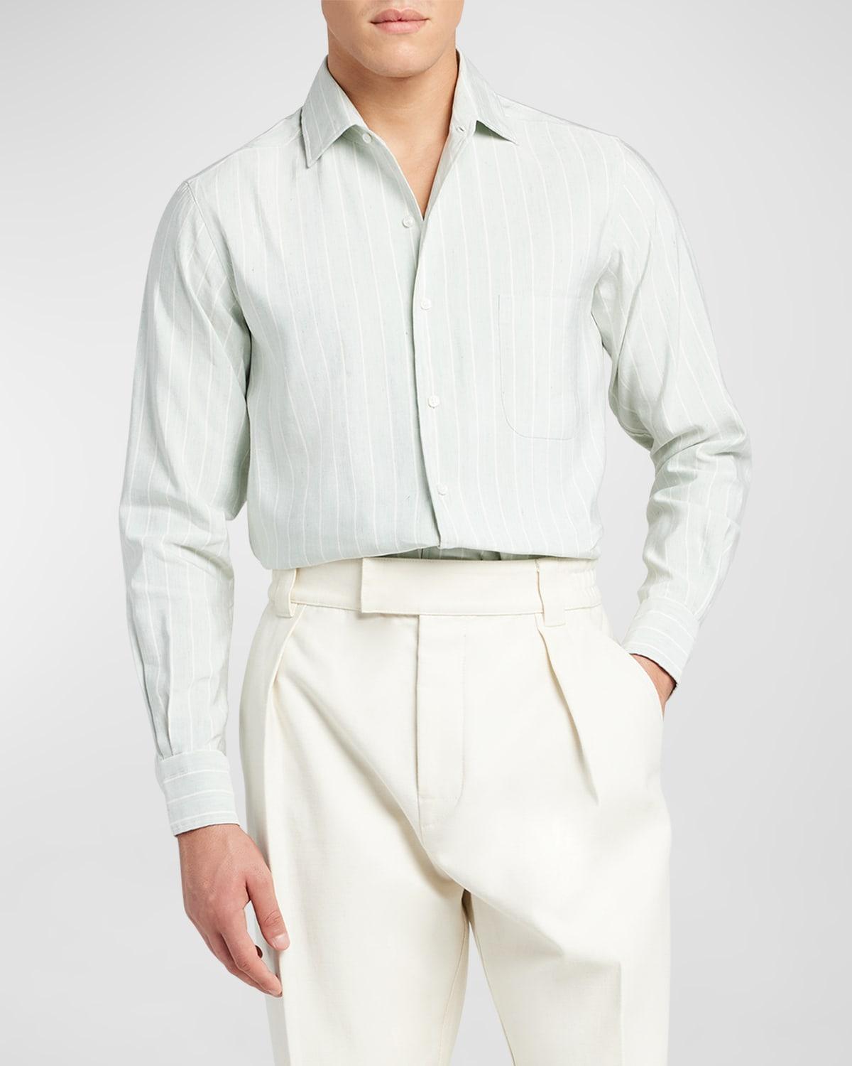 Mens Andre Linen-Silk Pinstripe Sport Shirt Product Image