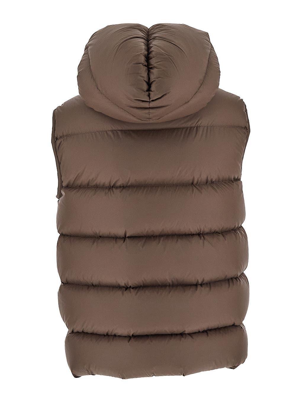 RICK OWENS Brown Sealed Down Vest Product Image