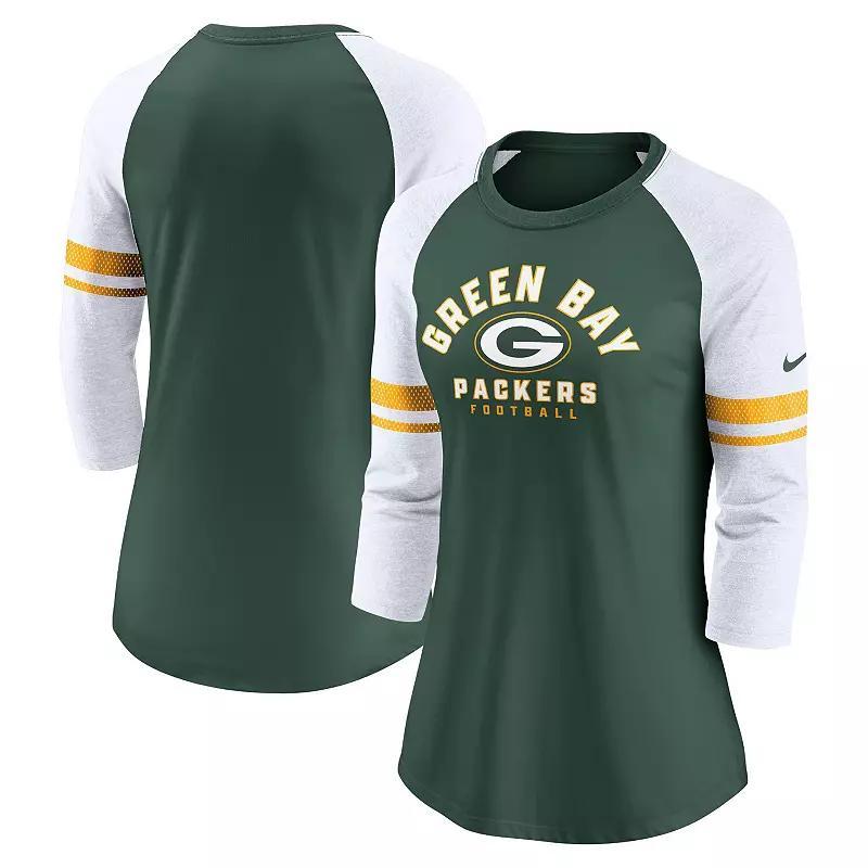 Womens Nike Bay Packers Fashion 3/4-Sleeve Raglan T-Shirt Product Image